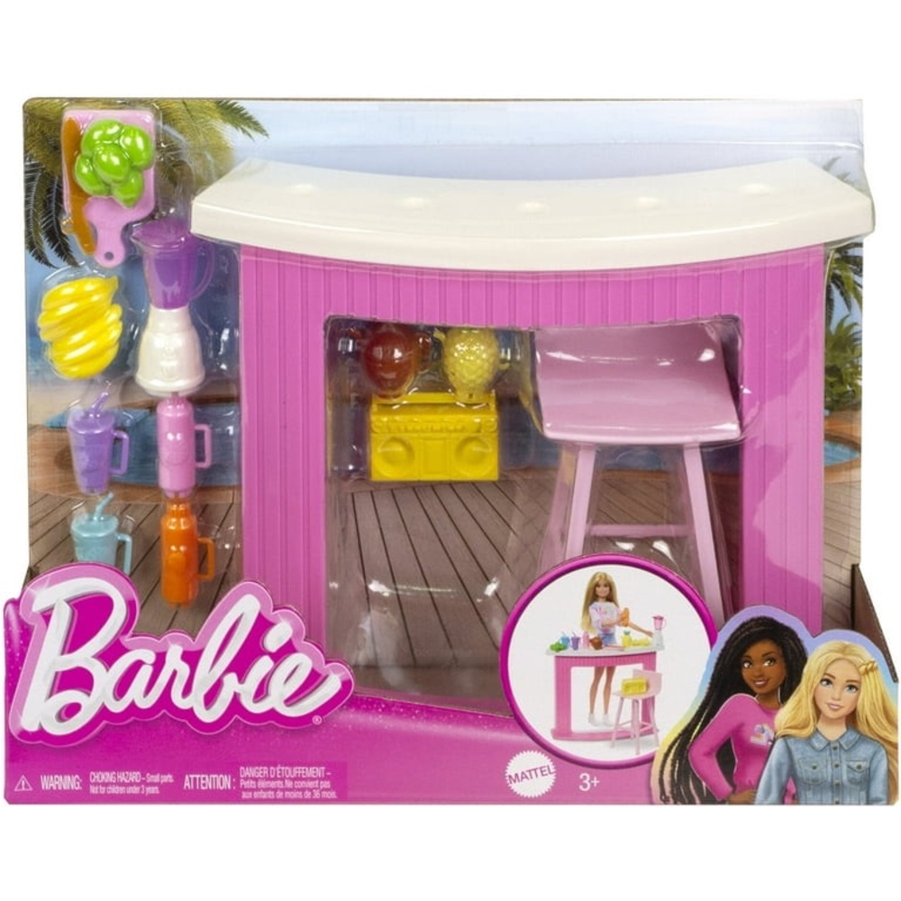 NIP Barbie Doll House Furniture and Decor, Poolside Smoothie Bar Story Starter